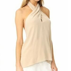 Theory Beige Ertil Summer Silk Halter Top Size P